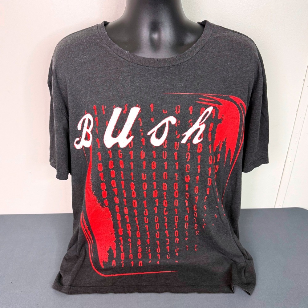 Bush T-Shirt Mens XL Tour Graphic Binary Code Grunge Band Tee Distressed Boxy